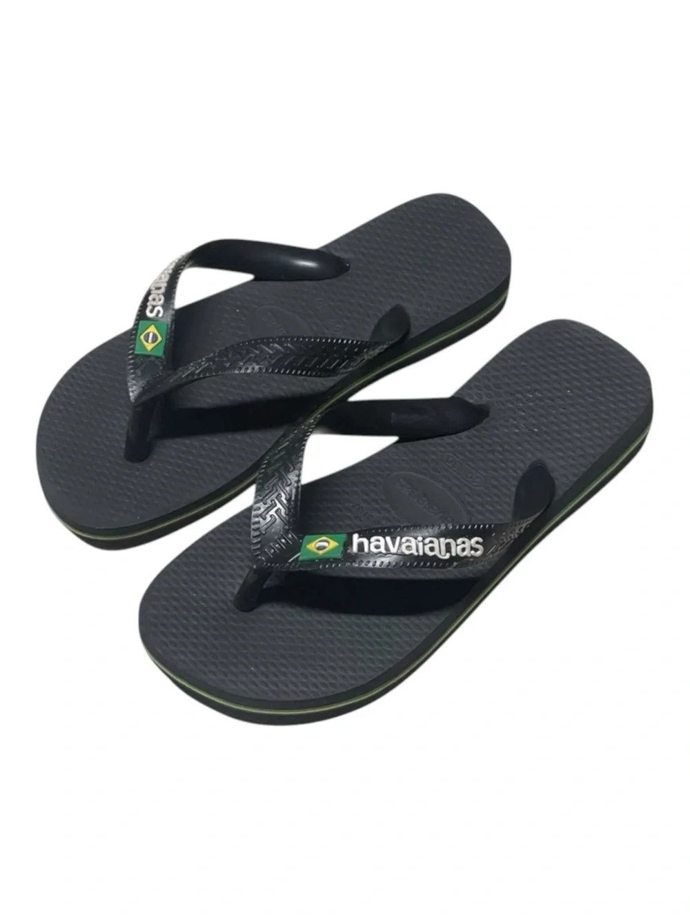 new J Crew x Havaianas ✪ Girls Boys Brazil Logo Flip Flops ✪ Black ✪ 29 30